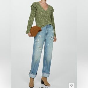 Mango Ruffles Printed Blouse